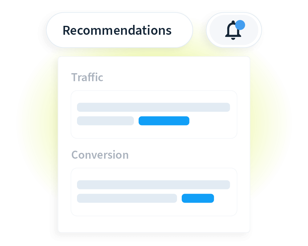 image displaying recommendations for traffic and conversion